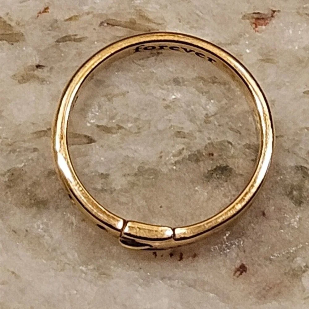 NEW MONICA RICH KOSANN FOREVER BUCKLE BELT POESY STACKABLE 18K ROSE GOLD RING 5
